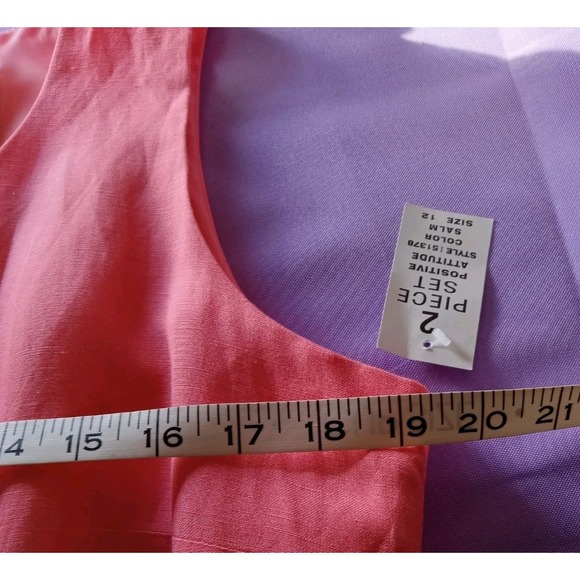 Positive Attitude Salmon Linen Size 12 Floral Embroidered 2 Piece Dress Set - Picture 11 of 11